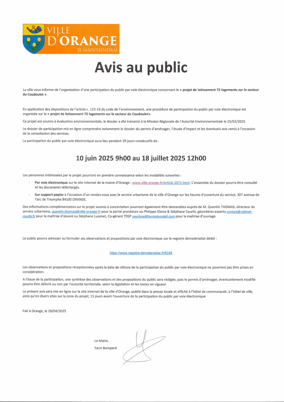Avis au publique {PDF}